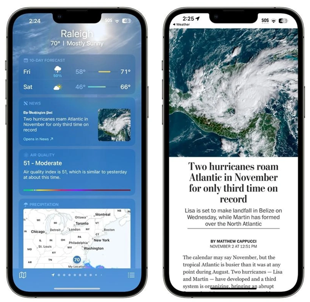 城固苹果14维修分享iPhone 14手机如何看天气时顺带看新闻 