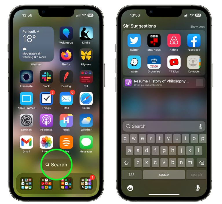 城固苹果手机维修分享升级到 iOS 16 后，如何删除主屏幕上的搜索按钮 