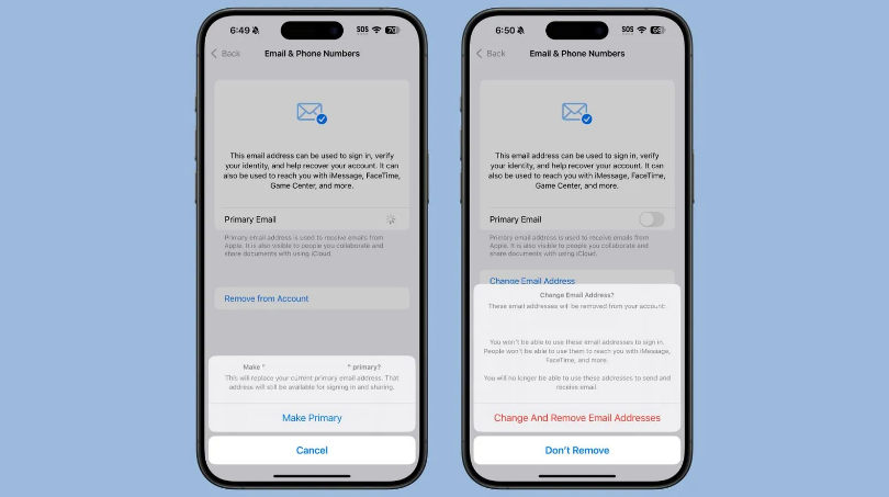 城固苹果手机维修分享苹果 iOS 18.1 支持设置“主要”邮箱地址并更改 iCloud 邮箱 