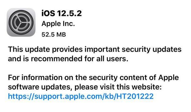 城固苹果手机维修分享iOS12.5.2发布，建议所有老苹果用户安装 